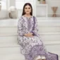 Inspired Lavender & White Floral Khaddar 3Pc Suit with Embroidered Neck (1)