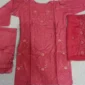 3 pcs women sitched linen red suit embroidered (2)