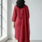 3 pcs women sitched linen red suit embroidered (3)