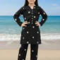 Kids Black Daisy Embroidered 2-Piece Stitched Suit – Rosa Lifestyle Hub