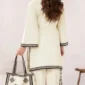 Women’s Stitched Linen Printed 2-Piece Suit with Handbag
