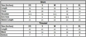 Areej Size Chart