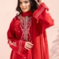 Nayab – Fresh Red Embroidered Cotton 3-Piece Suit 3