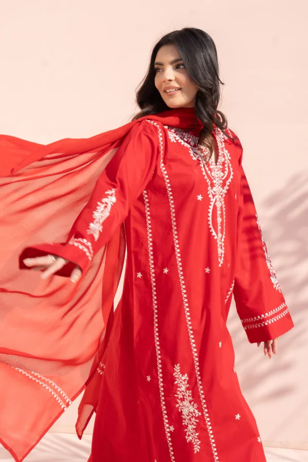 Nayab – Fresh Red Embroidered Cotton 3-Piece Suit 5 Nayab – Fresh Red Embroidered Cotton 3-Piece Suit 3