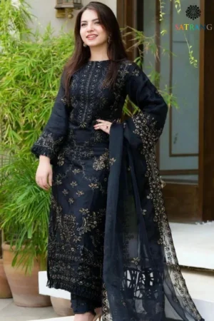 Black Embroidered Lawn 3 Piece Unstitched Suit
