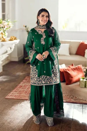 Green Embroidered Kurta Pajama Set For Women