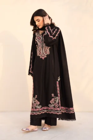 Selin Black Embroidered 3 Piece Suit