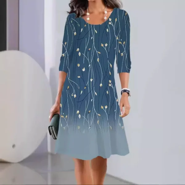 Women Long Sleeve Printed Winter Dress Women Long Sleeve Printed Winter Dress